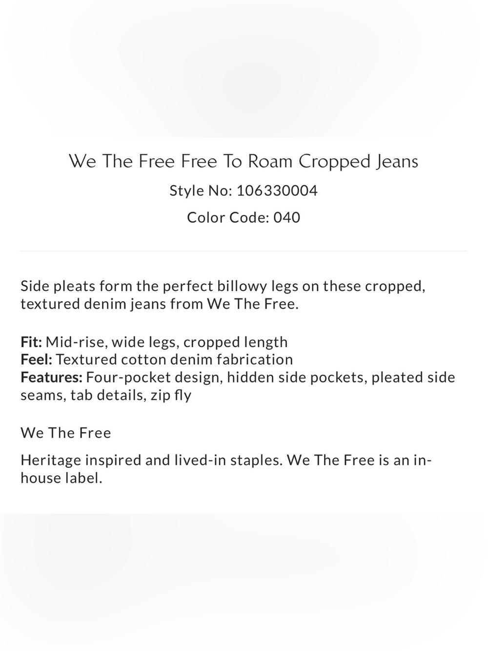 We The Free Free To Roam Cropped Jeans in Seven Seas - Picture 7 of 8